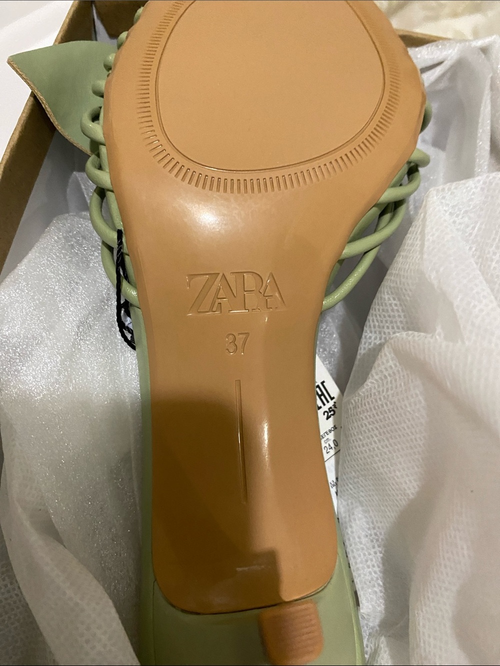 ZARA Light Sage Green Knotted Strappy Slide - Picture 4 of 5